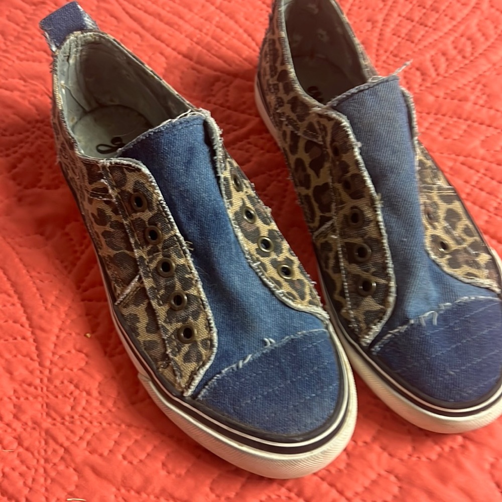 Denim and Leopard Sneakers size 9
